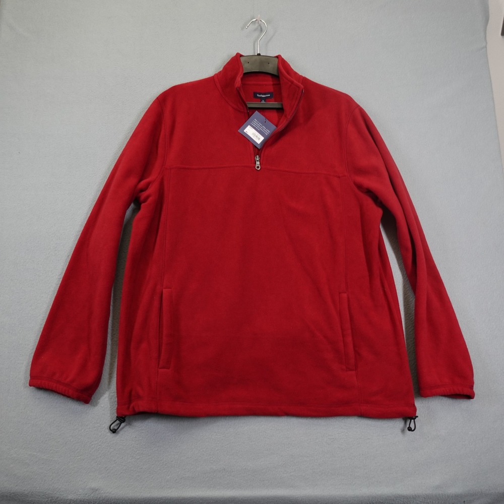 Croft & Barrow Fleece Pullover Mens Large Red Quarter Zip Jacket Soft Warm